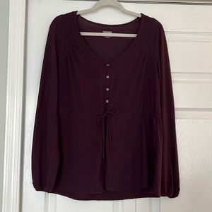 Converse Burgundy Purple Knit Long Sleeve Top with Tie Waist